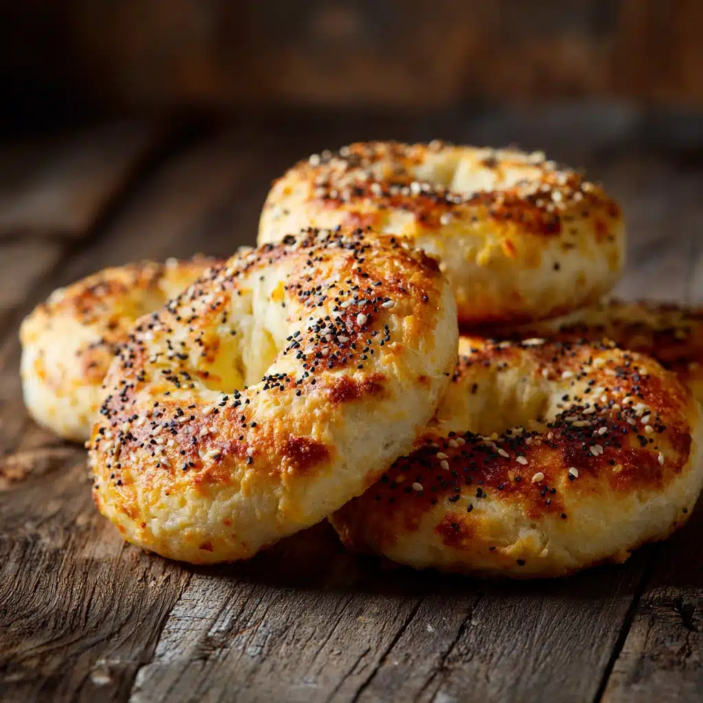 Cottage cheese bagels recipe on rustic table