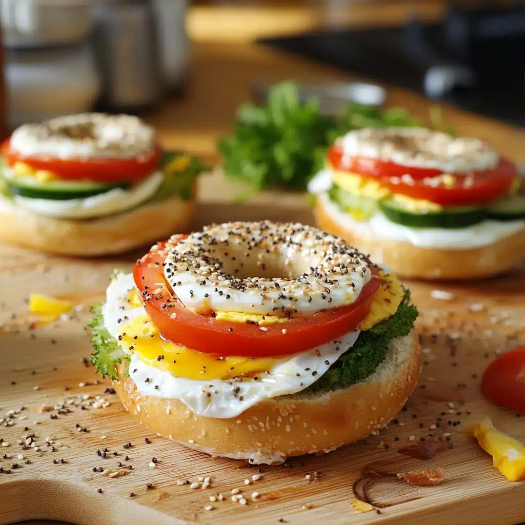 Preparing a healthy breakfast bagel step-by-step